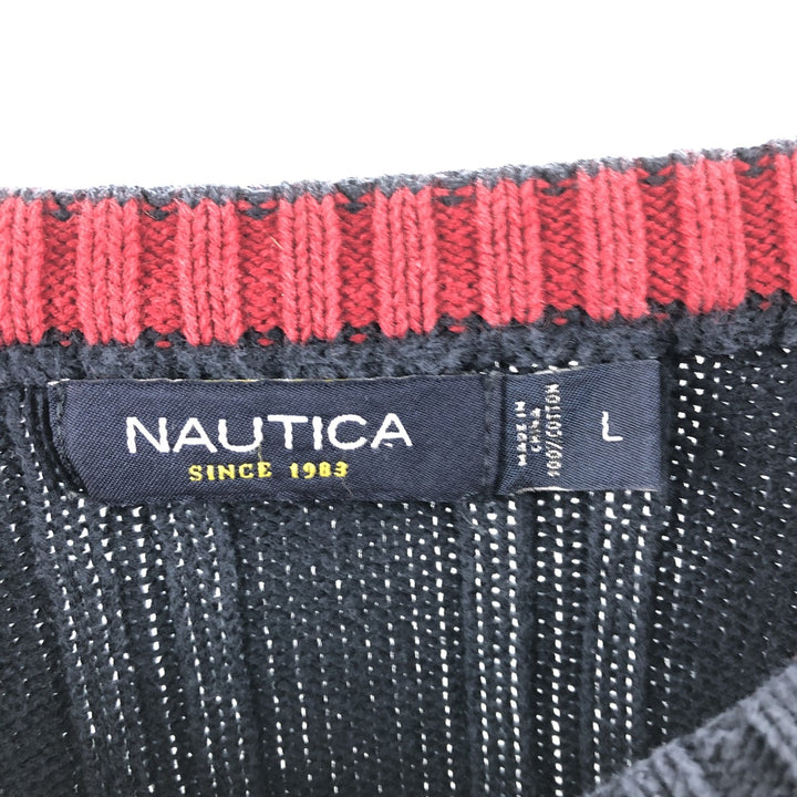 00s~ NAUTICA Cable Knit Cotton Sweater Men's Size L /eaa506279