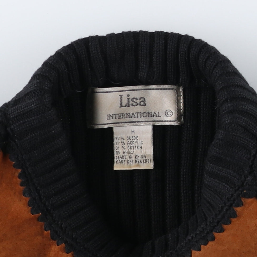 LISA all-over print leather-switched acrylic knit sweater, size M for women / eaa506292