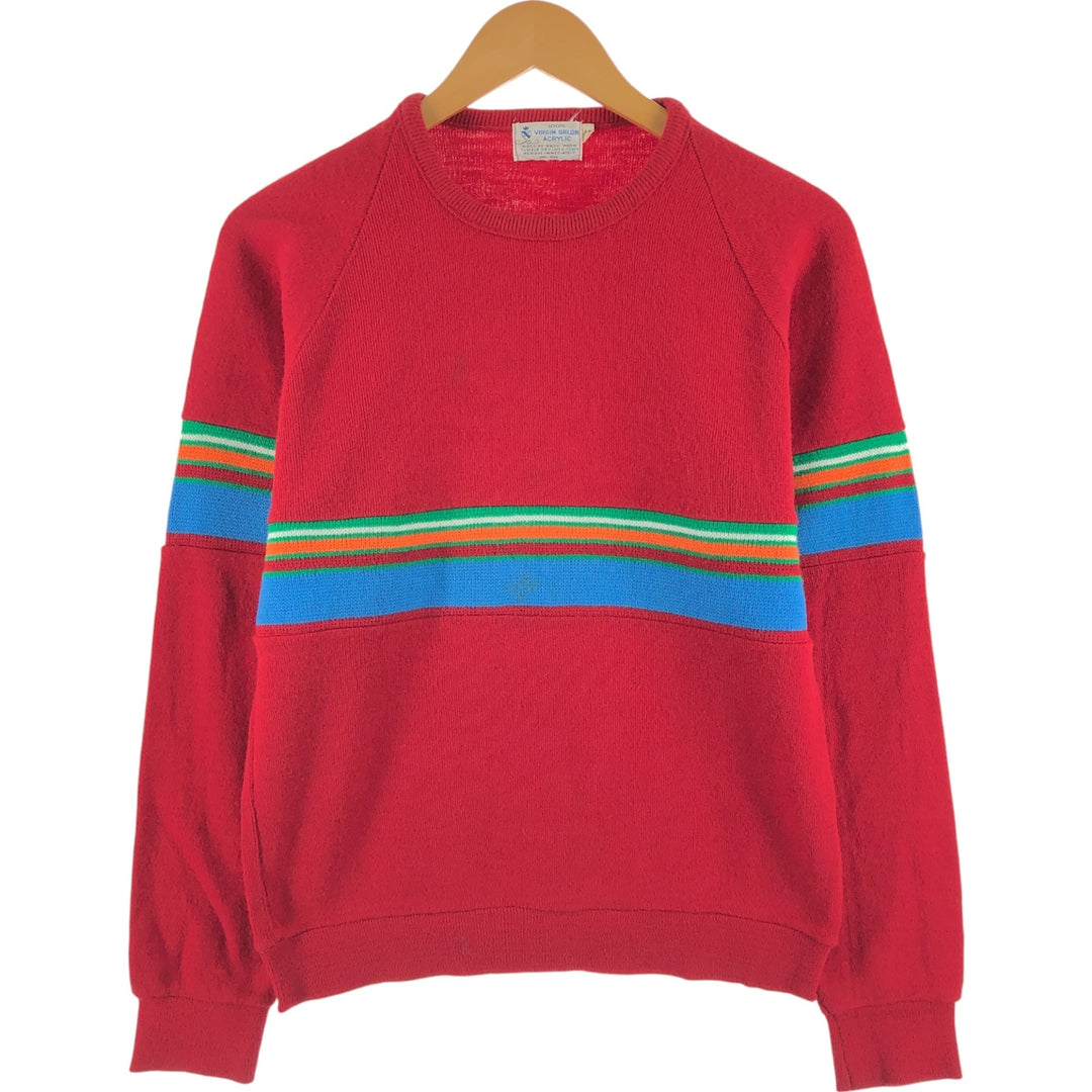 Vintage 70s-80'S acrylic knit sweater, size M, men's Oron Acrylic red type Vintage Second Hand