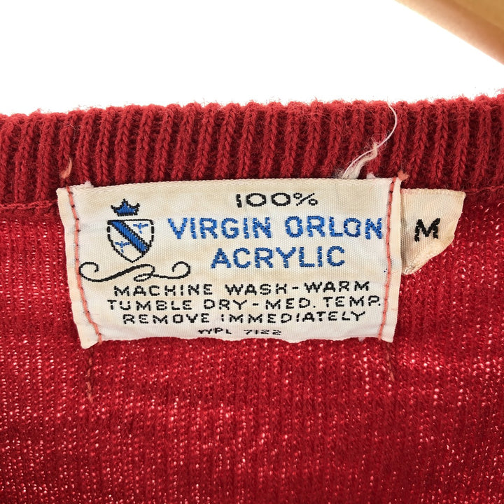 Vintage 70s-80'S acrylic knit sweater, size M, men's Oron Acrylic red type Vintage Second Hand