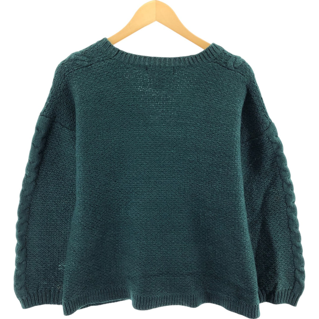 90'S LLBean Cable Knit V-Neck Wool x Cotton Knit Sweater Women's Size L Vintage /eaa506337