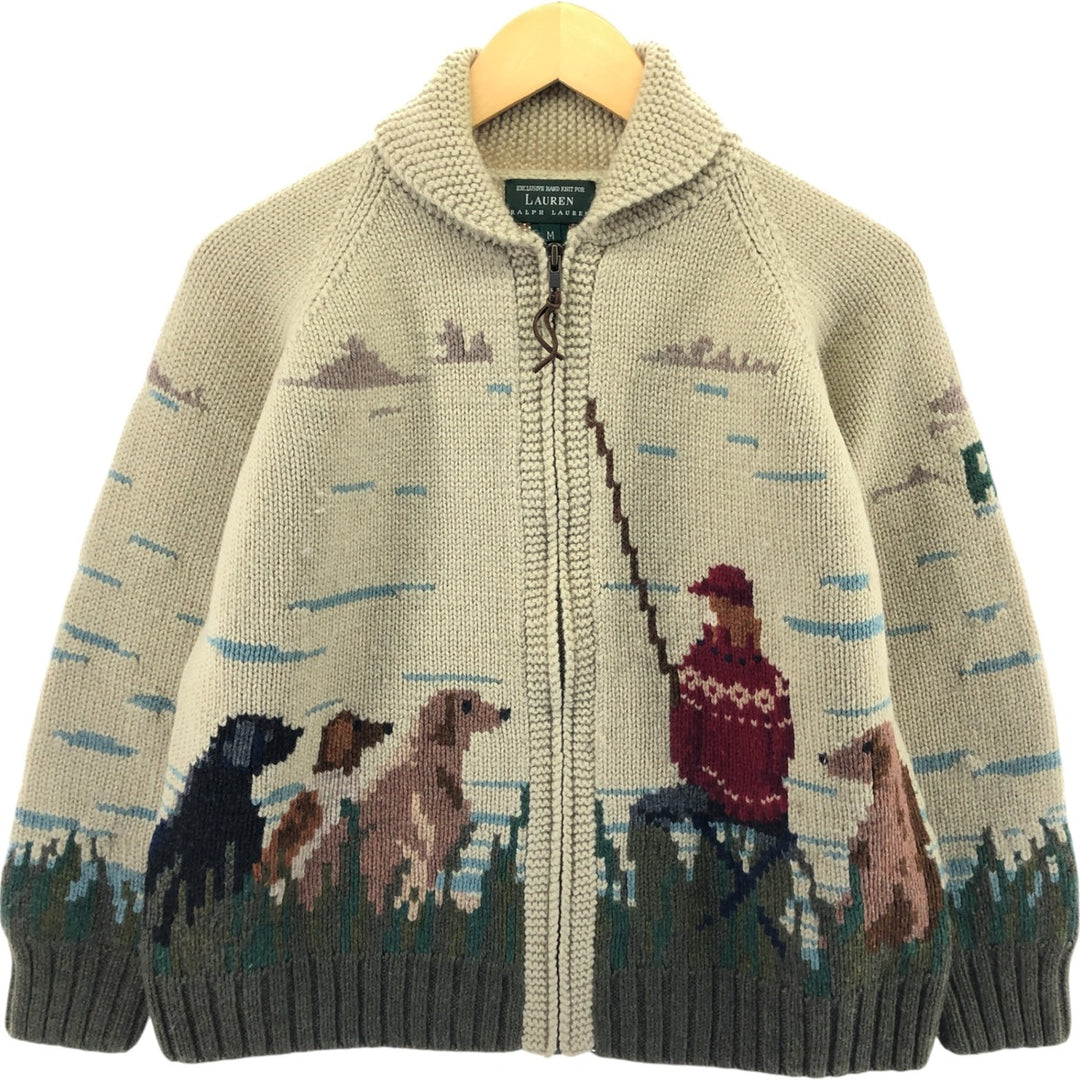 Ralph Lauren LAUREN All-over Hunting Pattern HAND KNIT Hand-knitted Cowichan Sweater Women's M size / eaa506349