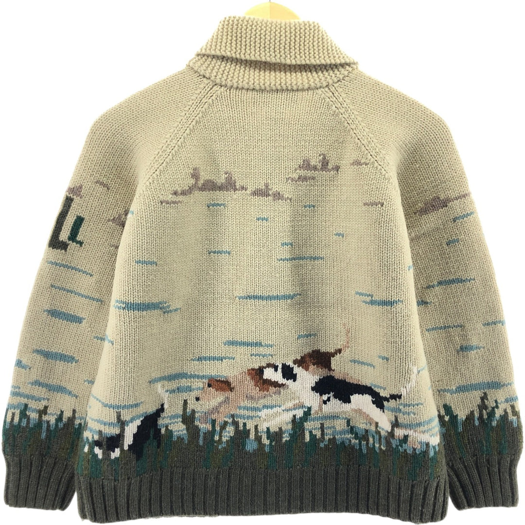 Ralph Lauren LAUREN All-over Hunting Pattern HAND KNIT Hand-knitted Cowichan Sweater Women's M size / eaa506349