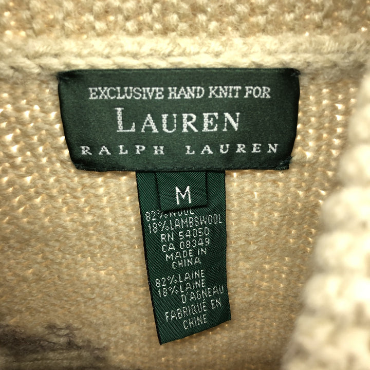 Ralph Lauren LAUREN All-over Hunting Pattern HAND KNIT Hand-knitted Cowichan Sweater Women's M size / eaa506349