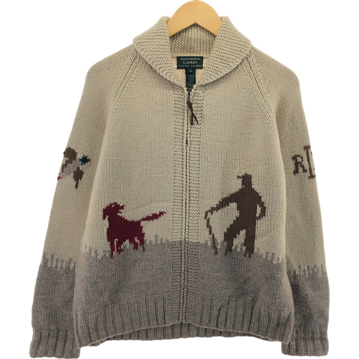 Ralph Lauren LAUREN All-over Hunting Pattern HAND KNIT Hand-knitted Cowichan Sweater Women's M size / eaa506350