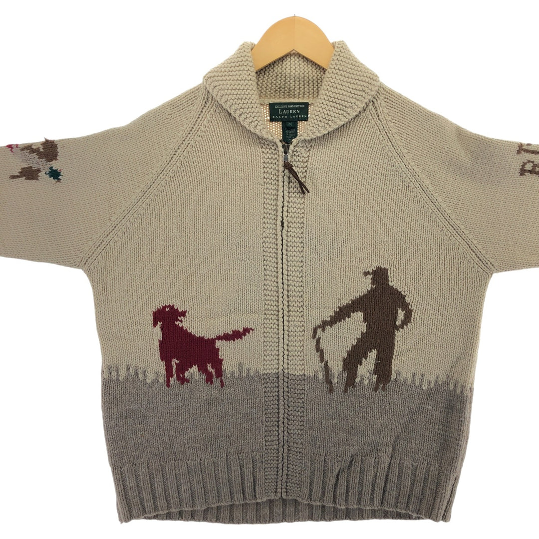 Ralph Lauren LAUREN All-over Hunting Pattern HAND KNIT Hand-knitted Cowichan Sweater Women's M size / eaa506350