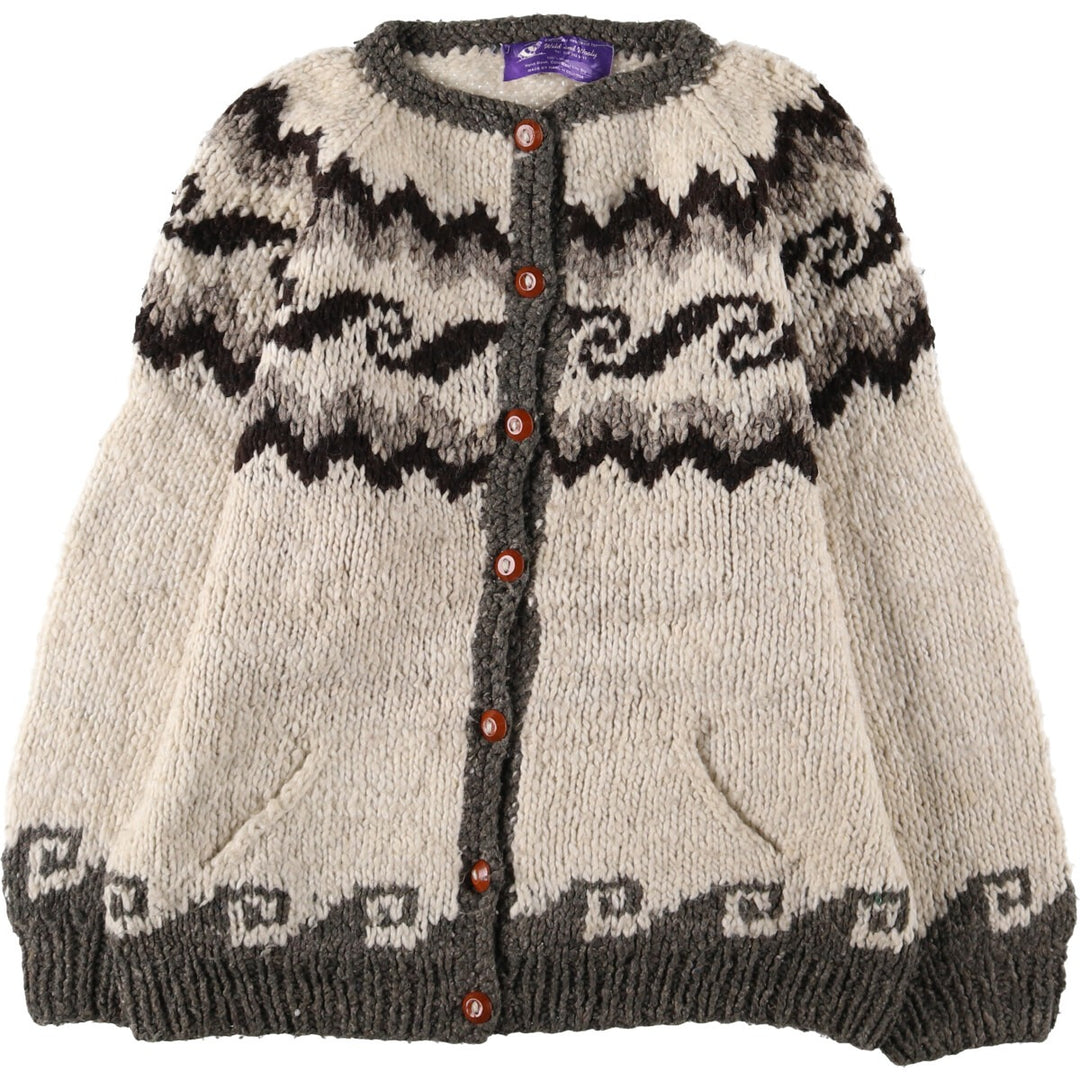 Wild and Wooly Nordic Pattern Ecuadorian knit cardigan made in Ecuador, women's size L /eaa506354