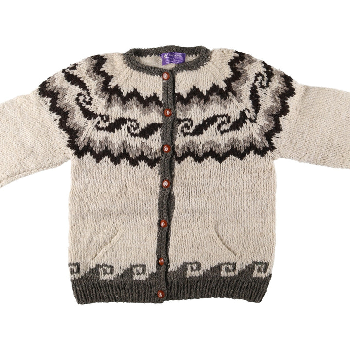 Wild and Wooly Nordic Pattern Ecuadorian knit cardigan made in Ecuador, women's size L /eaa506354