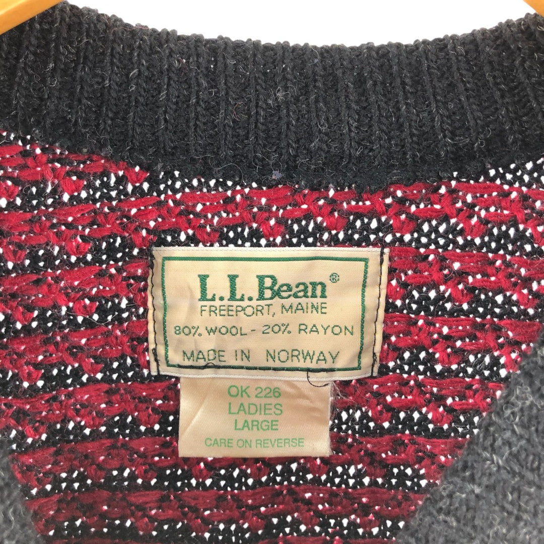 LLBean Birdseye Pattern Wool Tyrolean Cardigan, Women's, Size L, Vintage /eaa506523