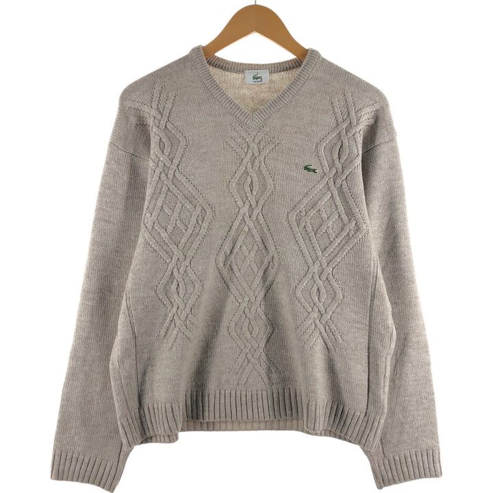 LACOSTE Cable knit V-neck wool x acrylic knit sweater Men's M size / eaa506527