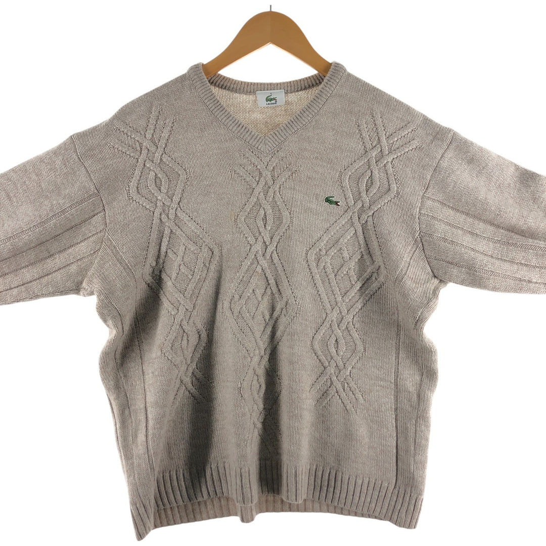 LACOSTE Cable knit V-neck wool x acrylic knit sweater Men's M size / eaa506527