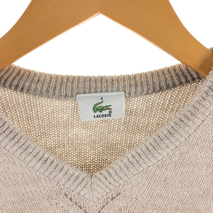 LACOSTE Cable knit V-neck wool x acrylic knit sweater Men's M size / eaa506527