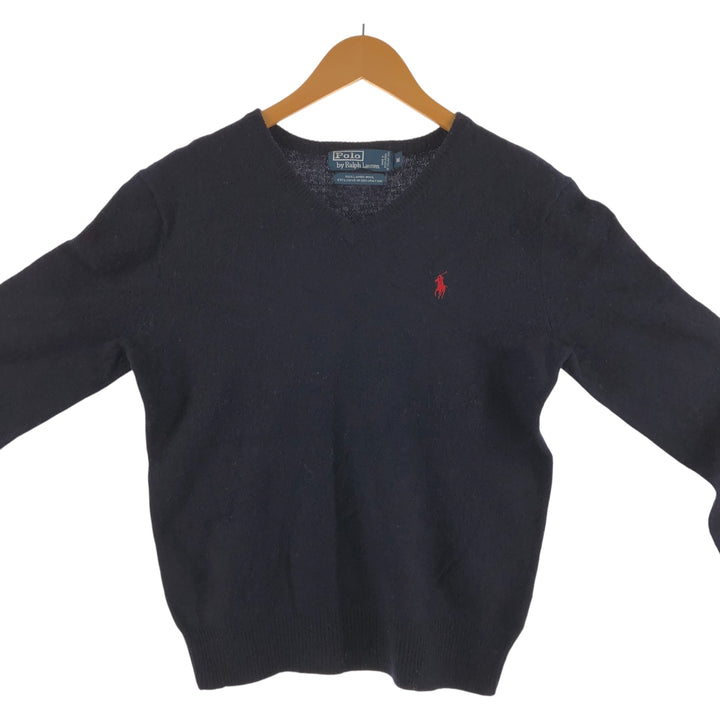 Ralph Lauren POLO by Ralph Lauren V-neck lamb wool knit sweater, women's size M / eaa506535