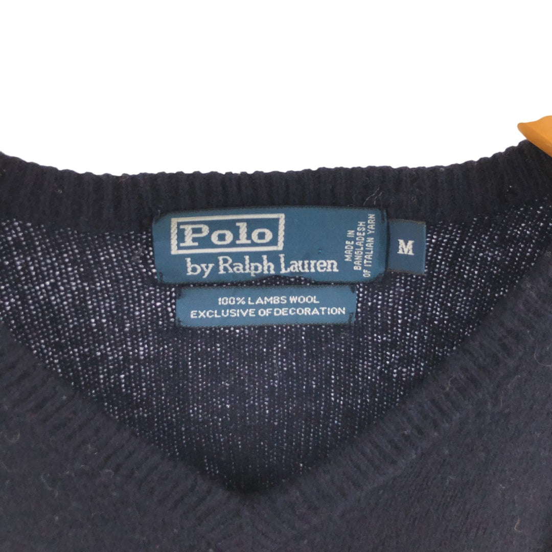 Ralph Lauren POLO by Ralph Lauren V-neck lamb wool knit sweater, women's size M / eaa506535