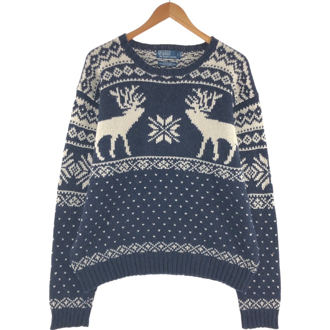 Ralph Lauren POLO by Ralph Lauren All-over Reindeer Pattern Nordic Sweater Men's L size / eaa506564