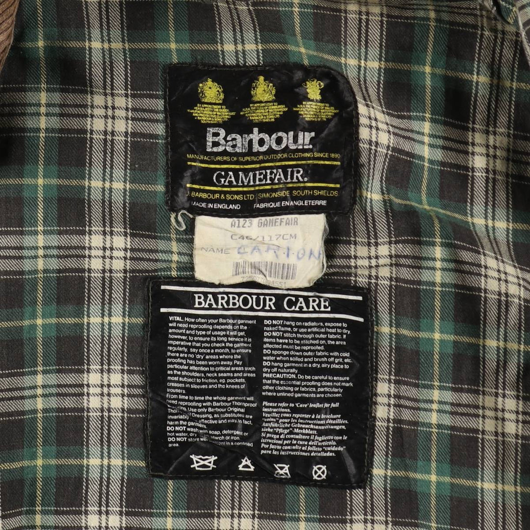 90'S Barbour Game Fair Old 3 Warrant Waxed Cotton Oiled Jacket Made in England C46 Men's XL Vintage /eaa506636