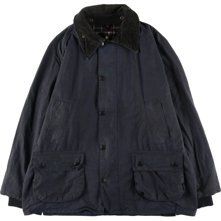 90'S Barbour Bedale Old 3 Warrant Waxed Cotton Oiled Jacket Made in the UK C44 Men's L Size Vintage cotton navy blue type Vintage Second Hand