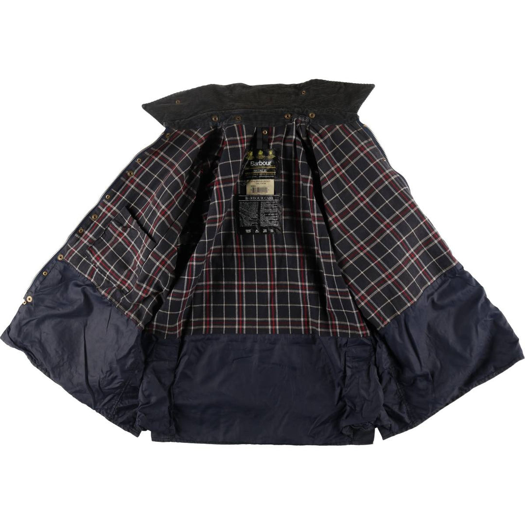 90'S Barbour Bedale Old 3 Warrant Waxed Cotton Oiled Jacket Made in the UK C44 Men's L Size Vintage cotton navy blue type Vintage Second Hand