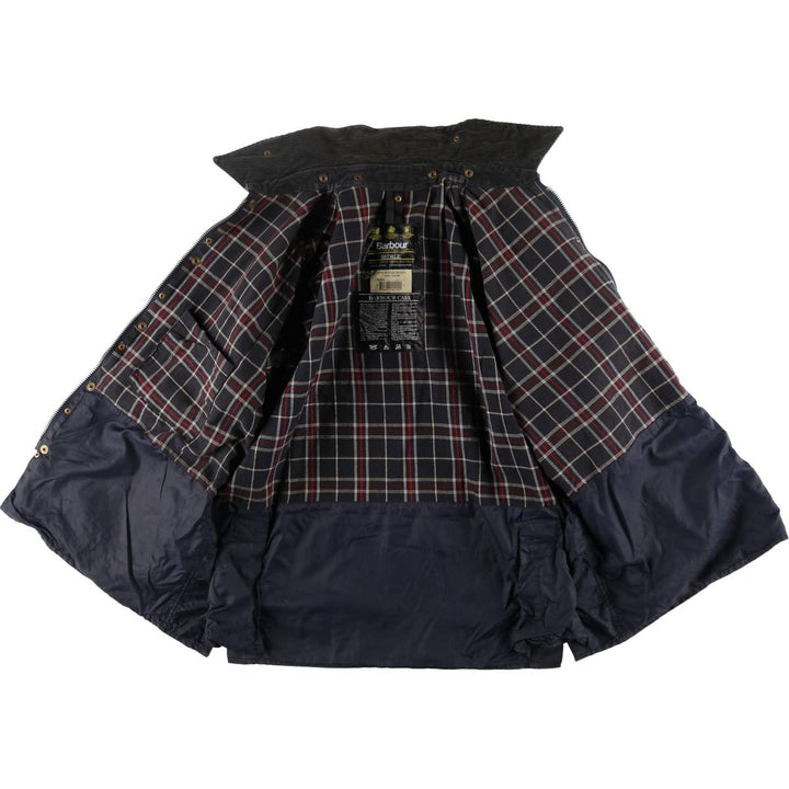 90'S Barbour Bedale Old 3 Warrant Waxed Cotton Oiled Jacket Made in the UK C44 Men's L Size Vintage cotton navy blue type Vintage Second Hand