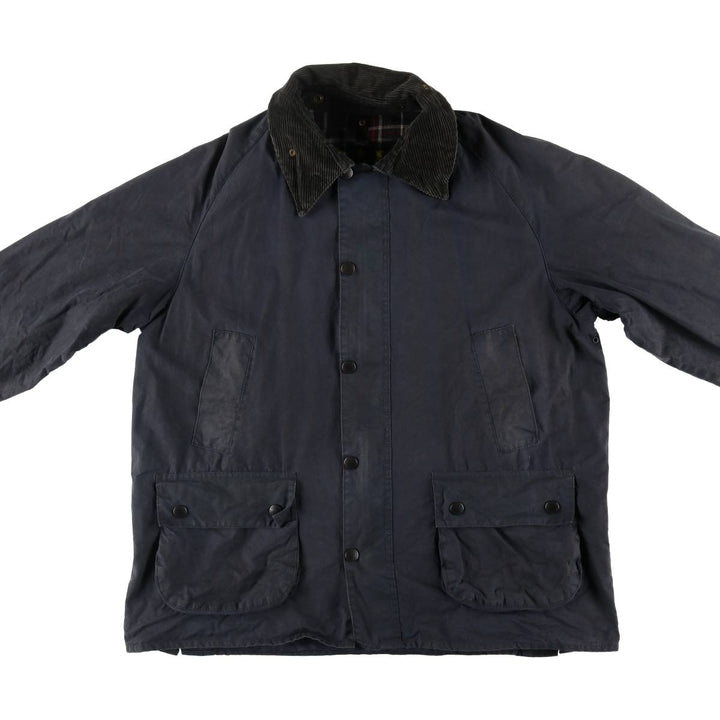 90'S Barbour Bedale Old 3 Warrant Waxed Cotton Oiled Jacket Made in the UK C44 Men's L Size Vintage cotton navy blue type Vintage Second Hand