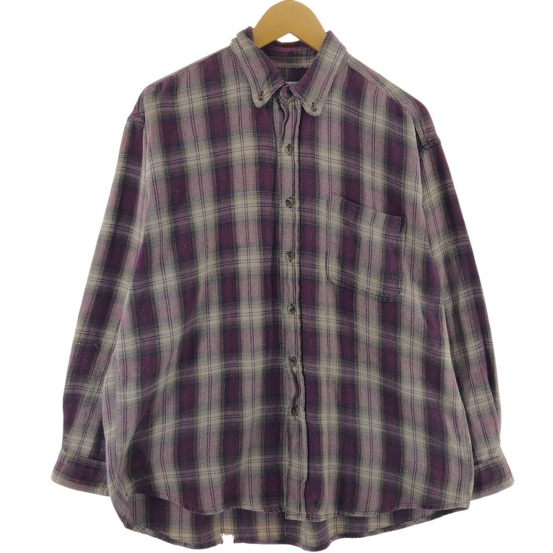 90s~00'S BASIX ombre check long sleeve flannel check shirt men's size L vintage /eaa506707