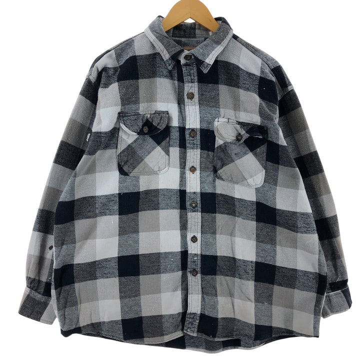 90'S WINTER RUN Long Sleeve Heavy Flannel Check Shirt Men's XXL Vintage /eaa506717