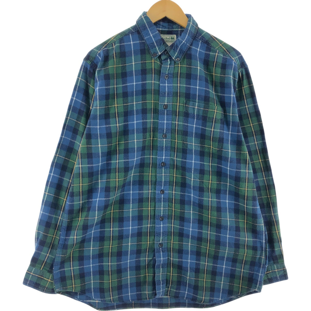 LLBean Long Sleeve Button-Down Flannel Shirt Men's L Size Button-Down /eaa506721