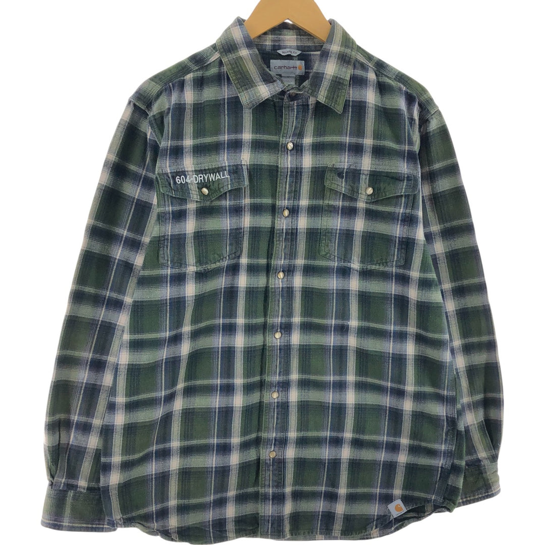 Carhartt RELAXED FIT Long Sleeve Heavy Flannel Check Shirt Men's L / eaa506723