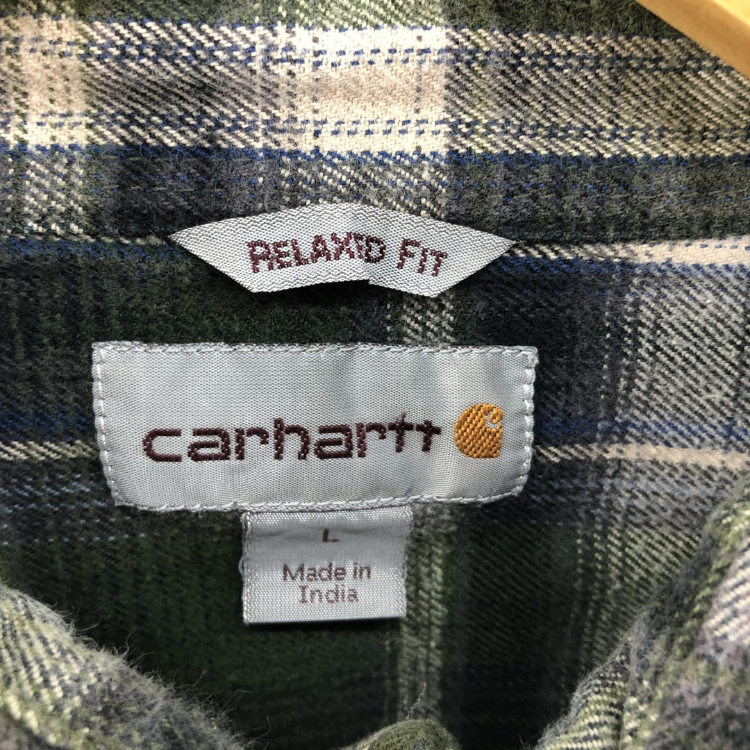 Carhartt RELAXED FIT Long Sleeve Heavy Flannel Check Shirt Men's L / eaa506723