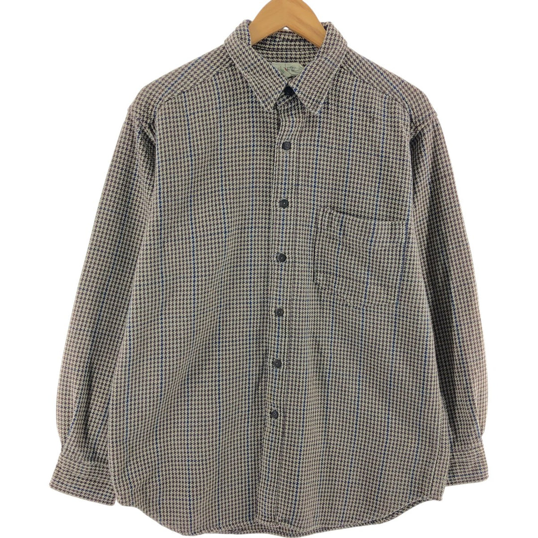 90'S J.Crew Houndstooth Pattern Long Sleeve Light Flannel Shirt Men's Medium Vintage /eaa506732