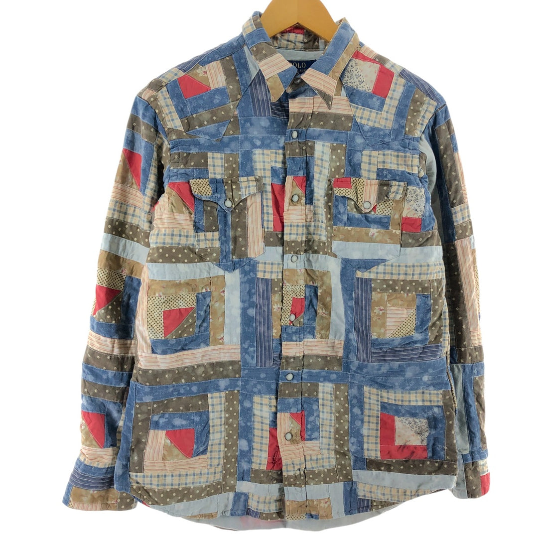 Ralph Lauren POLO RALPH LAUREN All-over patchwork long sleeve western shirt, men's size M / eaa506739