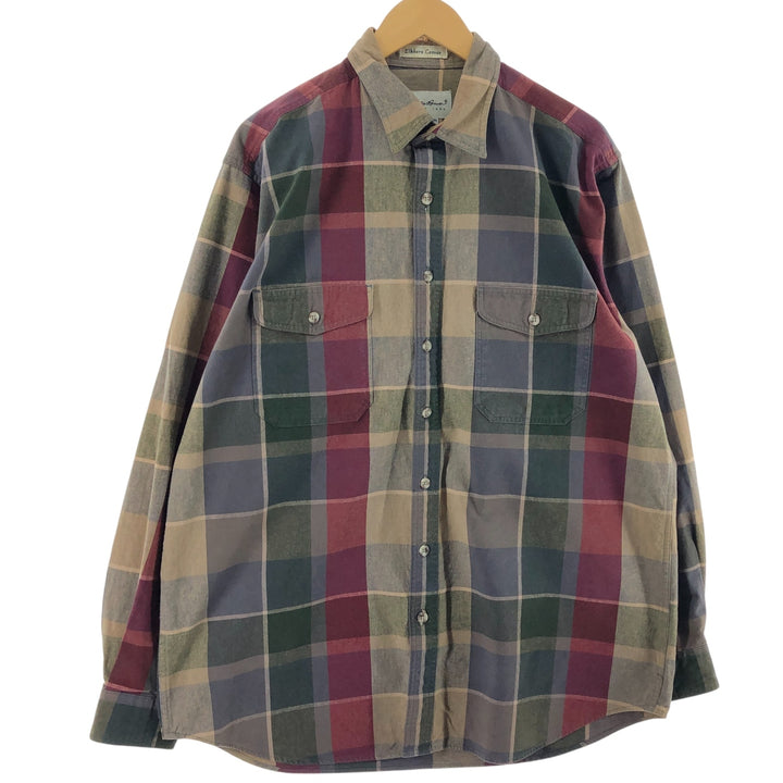 00'S Eddie Bauer long sleeve cotton check shirt, men's size L / eaa506740