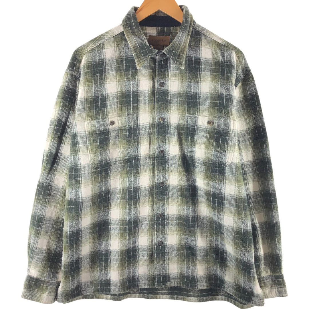 ST JOHN'S BAY Ombre Check Long Sleeve Flannel Check Shirt Box Shirt Men's L size /eaa506811