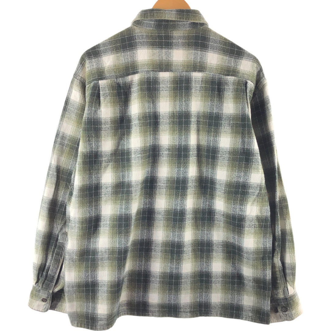 ST JOHN'S BAY Ombre Check Long Sleeve Flannel Check Shirt Box Shirt Men's L size /eaa506811