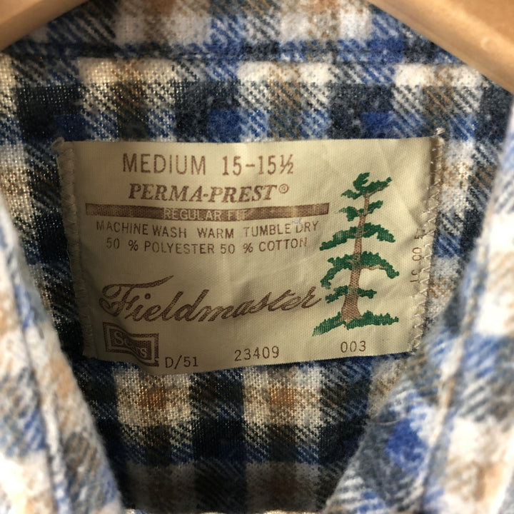 70'S Sears FIELDMASTER Long Sleeve Flannel Check Shirt Men's Medium Vintage /eaa506815