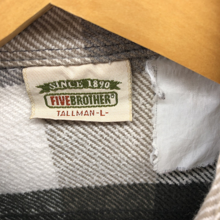 90'S Five Brother Long Sleeve Heavy Flannel Check Shirt Men's L Size Vintage /eaa506818