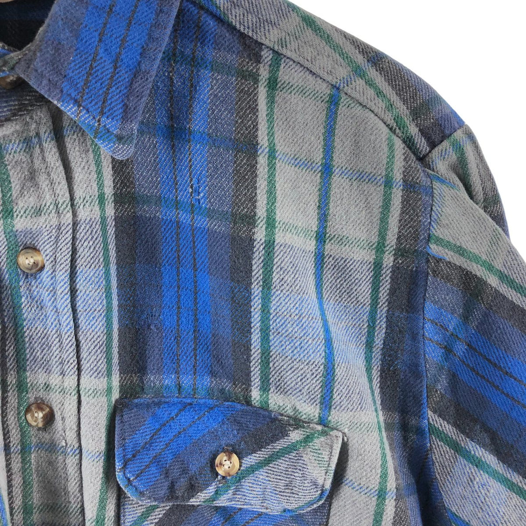 90'S Five Brother Tartan Check Long Sleeve Flannel Check Shirt Men's Size L Vintage /eaa506819