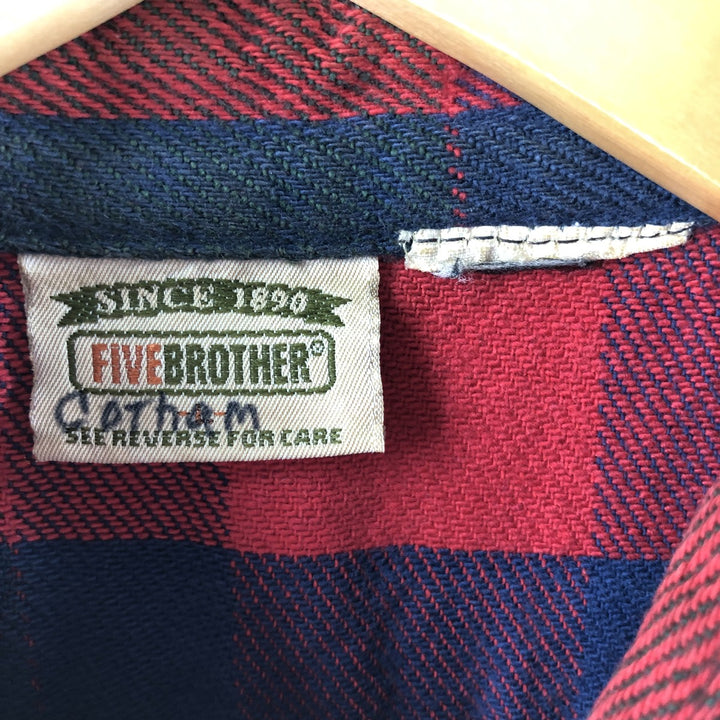 90'S Five Brother Tartan Check Long Sleeve Flannel Check Shirt Men's Size L Vintage /eaa506820