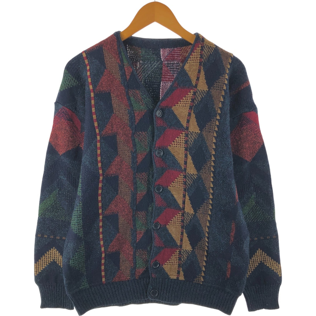 All-over print wool knit cardigan, men's size L / eaa507018