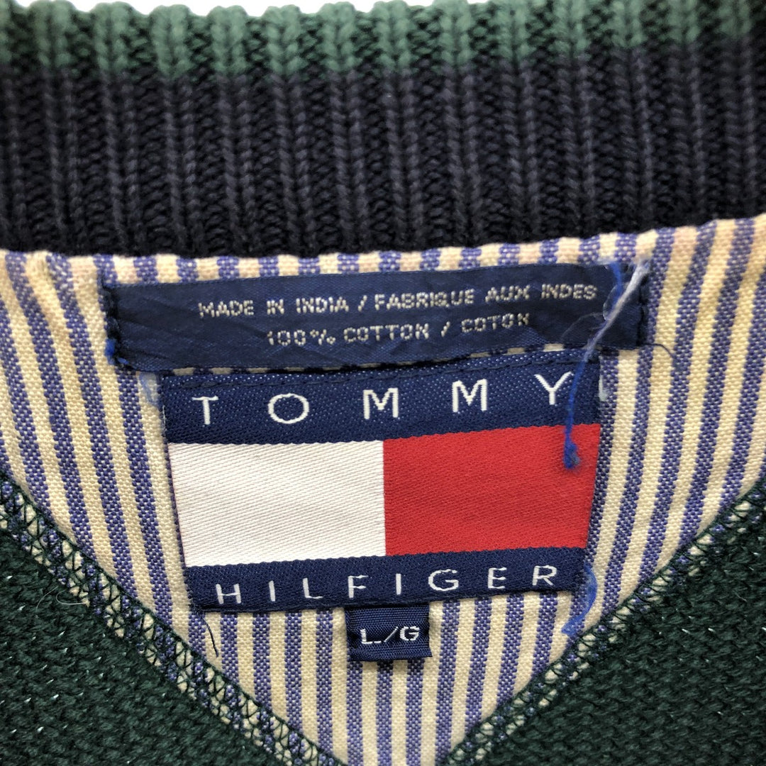 90'S Tommy Hilfiger Cotton Knit Sweater Crew Neck (Crew Neck) Men's L Size Vintage /eaa507040