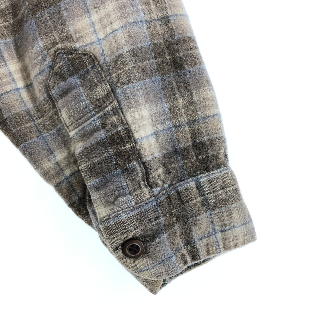 70's Pendleton Board Shirt Check Pattern Open Collar Wool Box Shirt Made in USA Men's L size /eaa507065