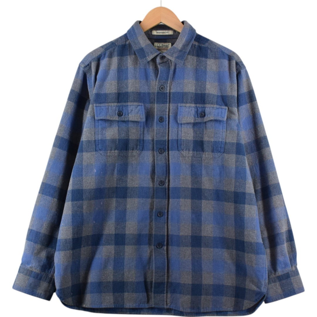 LLBean Long Sleeve Heavy Flannel Check Shirt Men's L equivalent /eaa507099