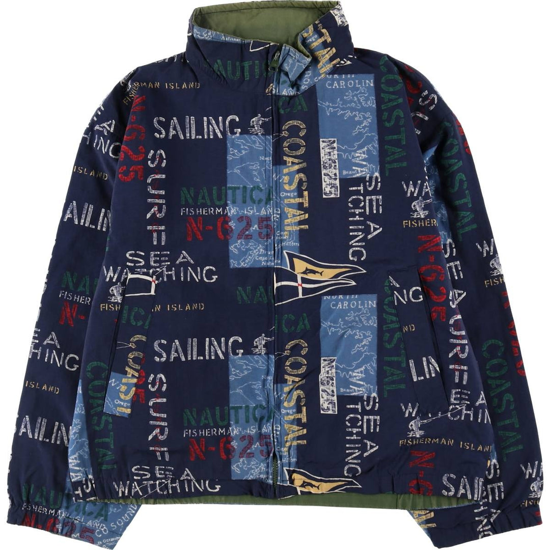 90'S NAUTICA all-over print reversible nylon jacket, men's size M, vintage / eaa507499