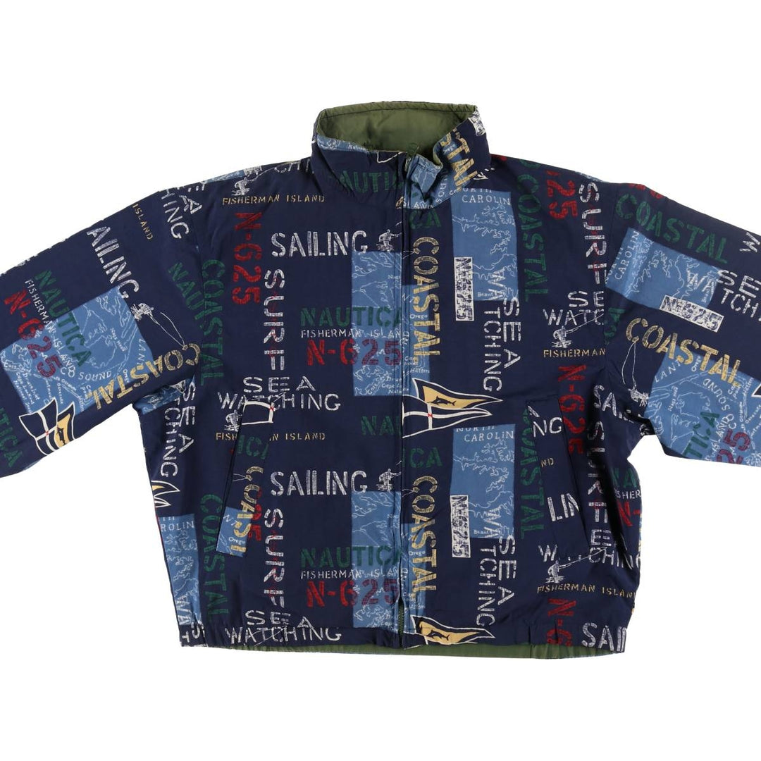 90'S NAUTICA all-over print reversible nylon jacket, men's size M, vintage / eaa507499