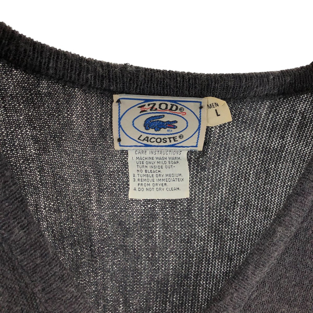 70s~80'S Lacoste LACOSTE IZOD V-neck cotton knit sweater, men's size L, vintage / eaa507588