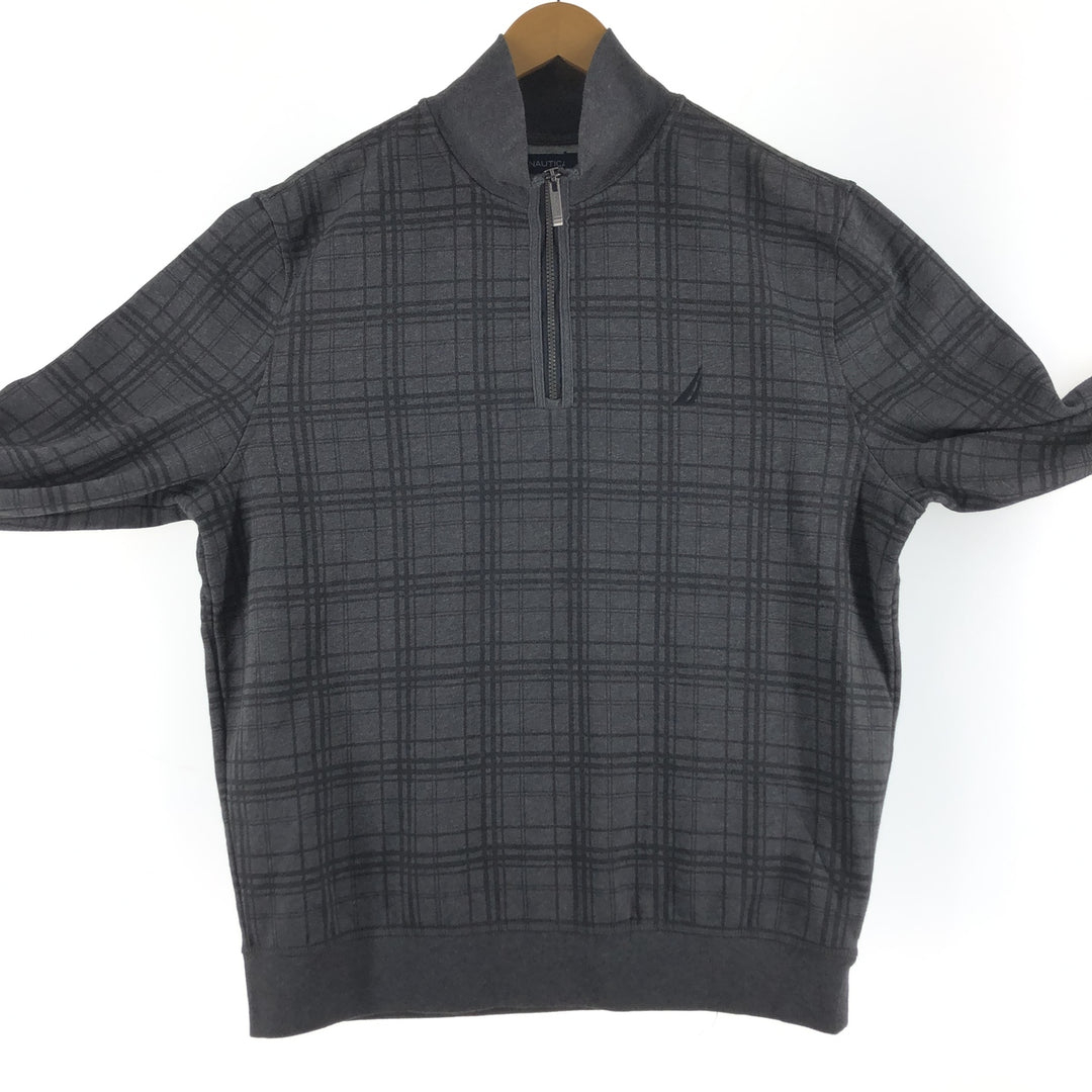 NAUTICA Check Pattern Half Zip Sweatshirt Trainer Men's XL / eaa507676