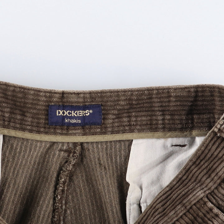 90s~ Dockers Khakis Wide Ribbed Two-pleat Corduroy Pants Men's W33 Vintage /eaa507849