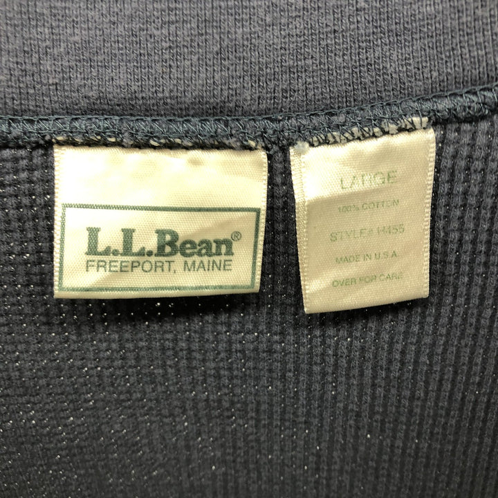 80'S LLBean Henley neck thermal long sleeve T-shirt waffle USA made men's L equivalent vintage /eaa507953