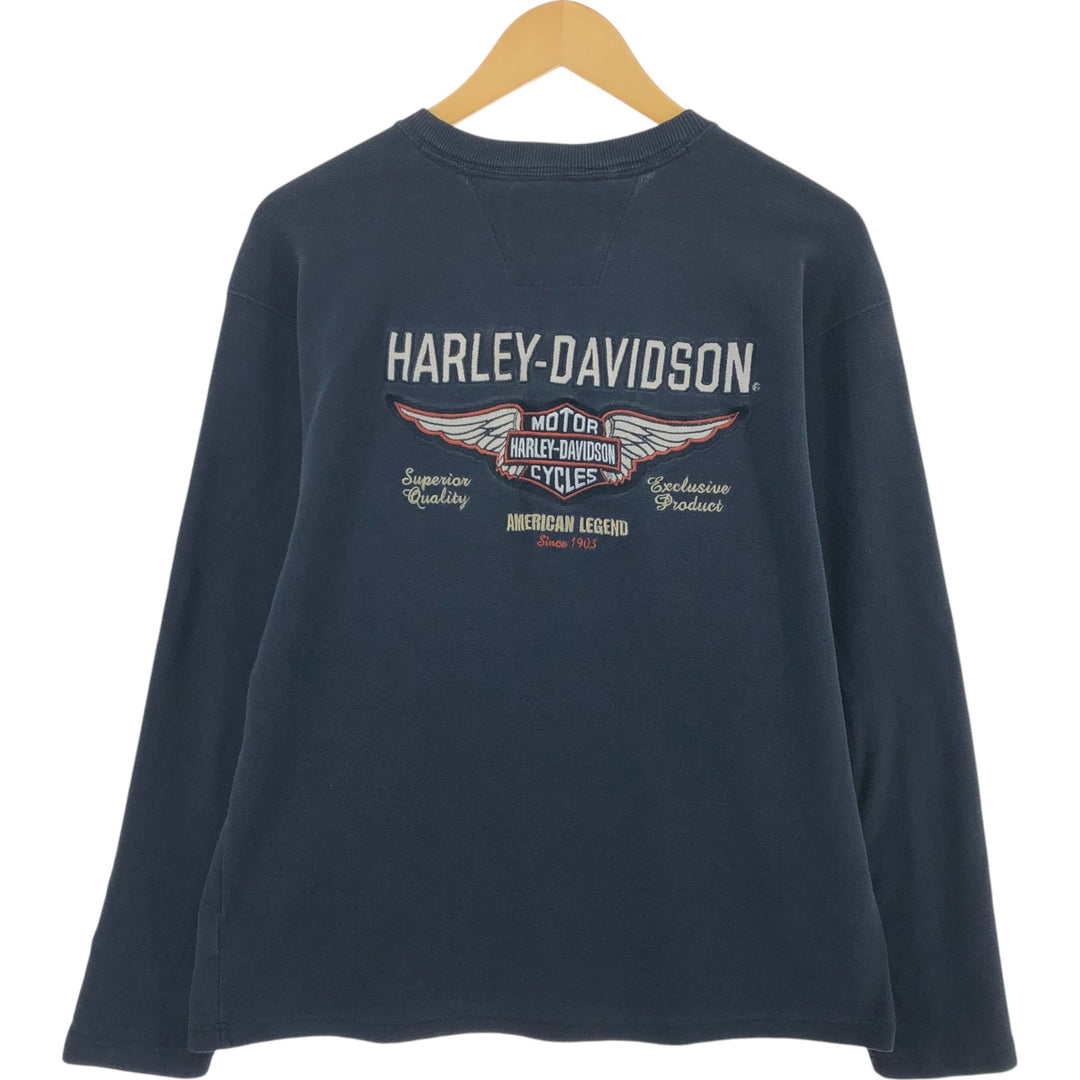 Harley-Davidson Henley neck thermal long T-shirt, men's size L / eaa507955