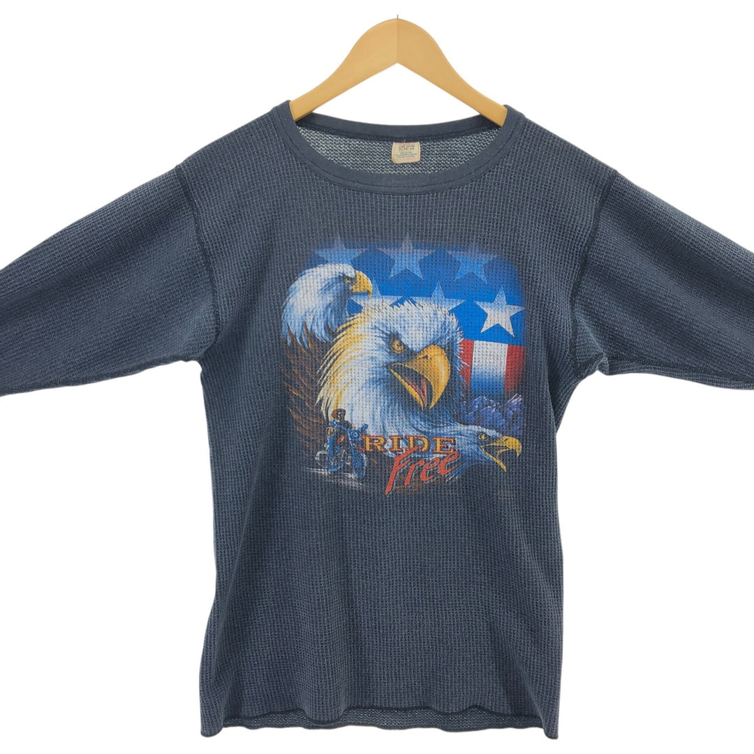 80'S JEMORGAN Eagle Pattern Thermal Long T-Shirt Made in USA Men's XL Vintage /eaa507958